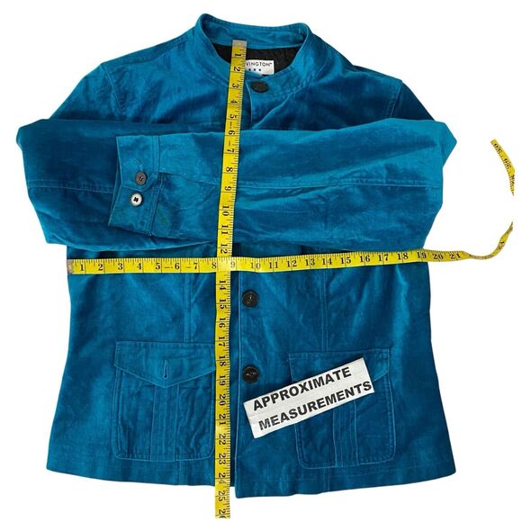 Covington Blazer Womens 14 Blue Velour Jacket Career Professional Work Office - Picture 7 of 16